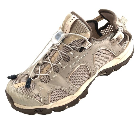 SOLD!! Salomon Womens 7.5 Beige Techamphibian 2 Water Mesh Trail Hiking Shoes - Picture 4 of 11